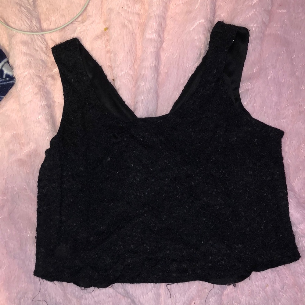 black lace crop top